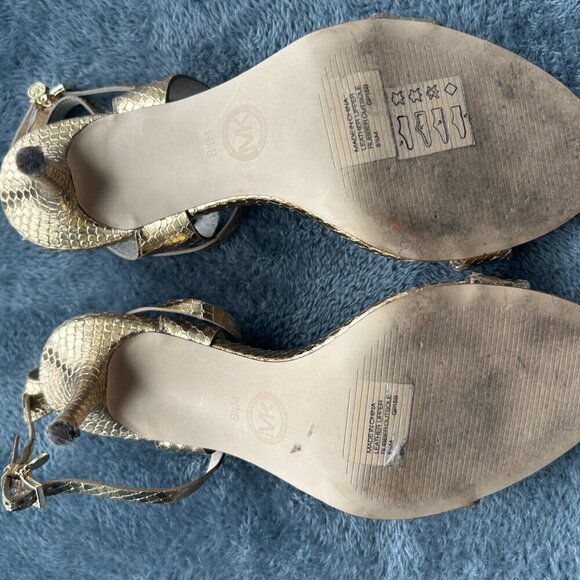 Michael Kors Gold Strappy Heels Size 8.5 EUC - Picture 4 of 4